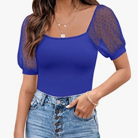 Dorose Tops - Mesh Short Sleeve Top
